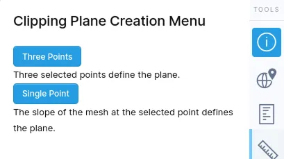 Clipping plane creation options: three points or single point
