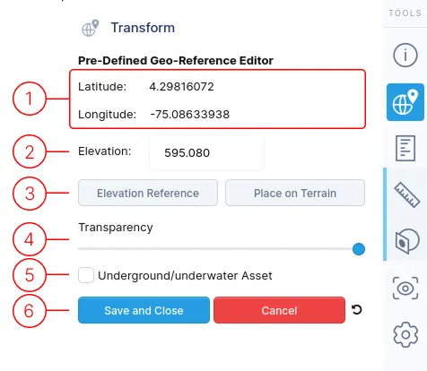 Predefined Geo Reference Editor